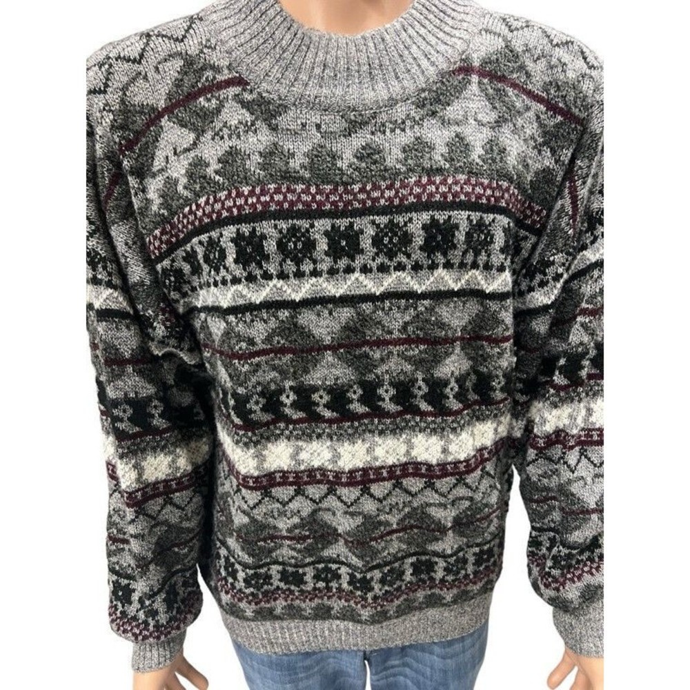 Vintage C'entro Moda Wool Blend Coogi Style Cosby Granpa Sweater Mens Large